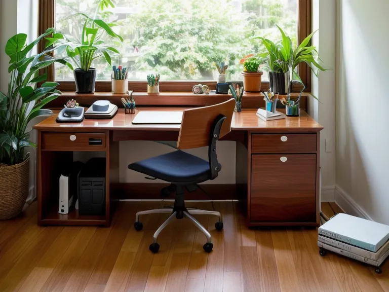 Desk air quality monitor tracking CO2 and humidity during a remote work focus routine