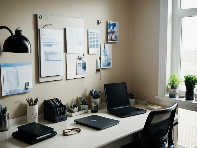 A phone left across the room from a home office desk, a simple focus-tools distraction habit