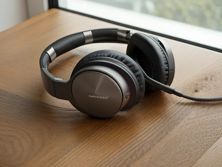 focus supplements and audio tools for remote work — noise-canceling headphones beside a face-down phone on a wooden desk