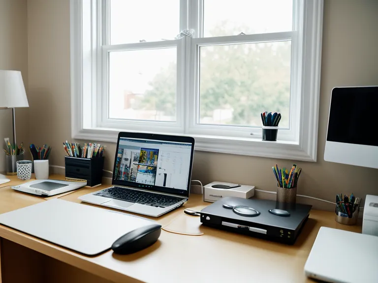 Developer's home office desk with coffee and focus supplements for remote work