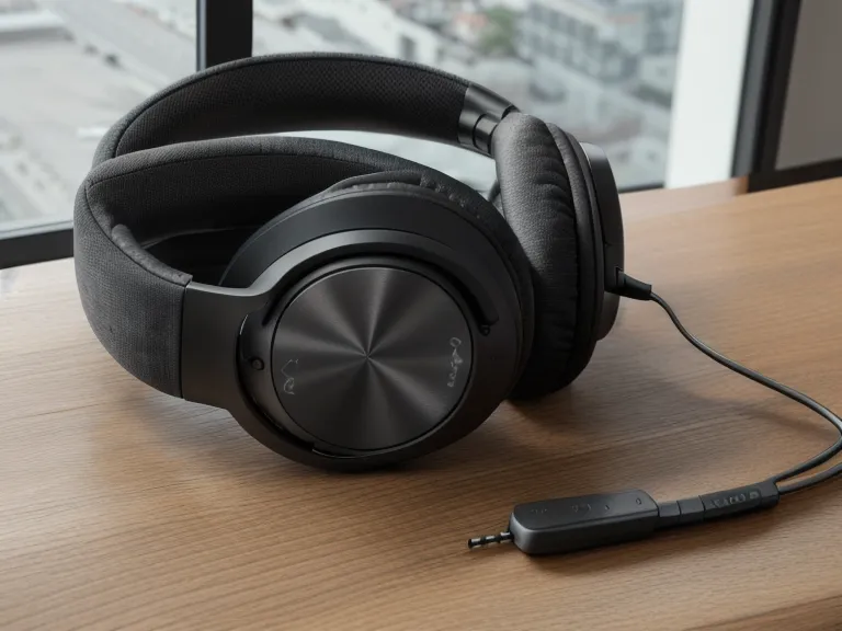 Noise-canceling headphones on a desk, part of a freelance developer's brain health and focus routine