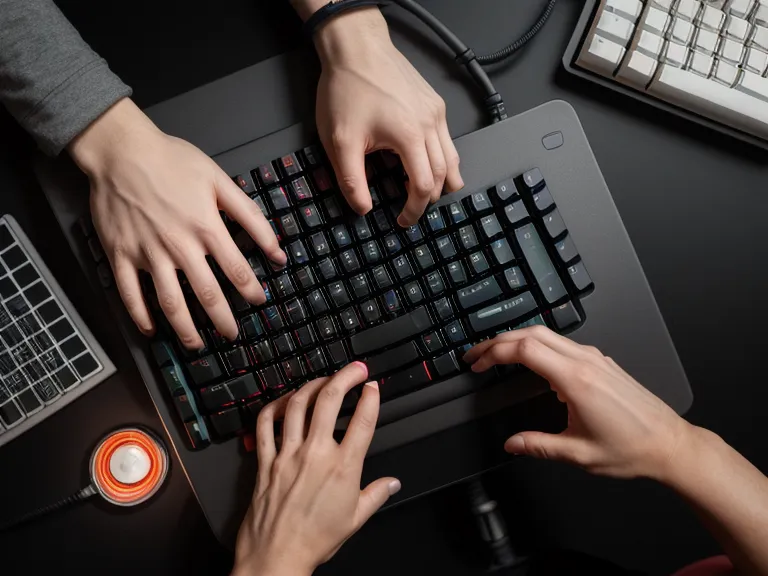 Freelance developer typing on a mechanical keyboard surrounded by focus and brain health tools during a busy work stretch