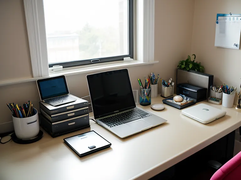 Freelance web developer's remote work desk setup for technical documentation and nootropic-supported focus
