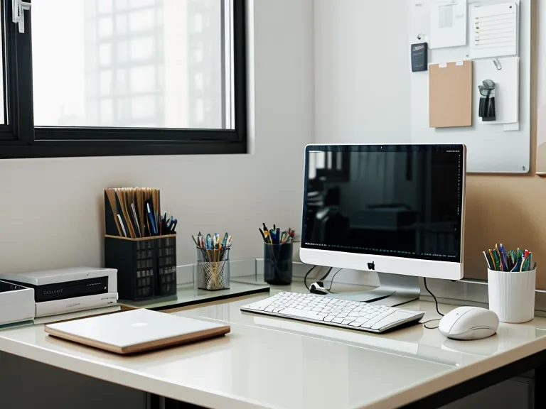 Glowing dual monitors in a dim room during a deep-focus remote-work session blocking visual distractions